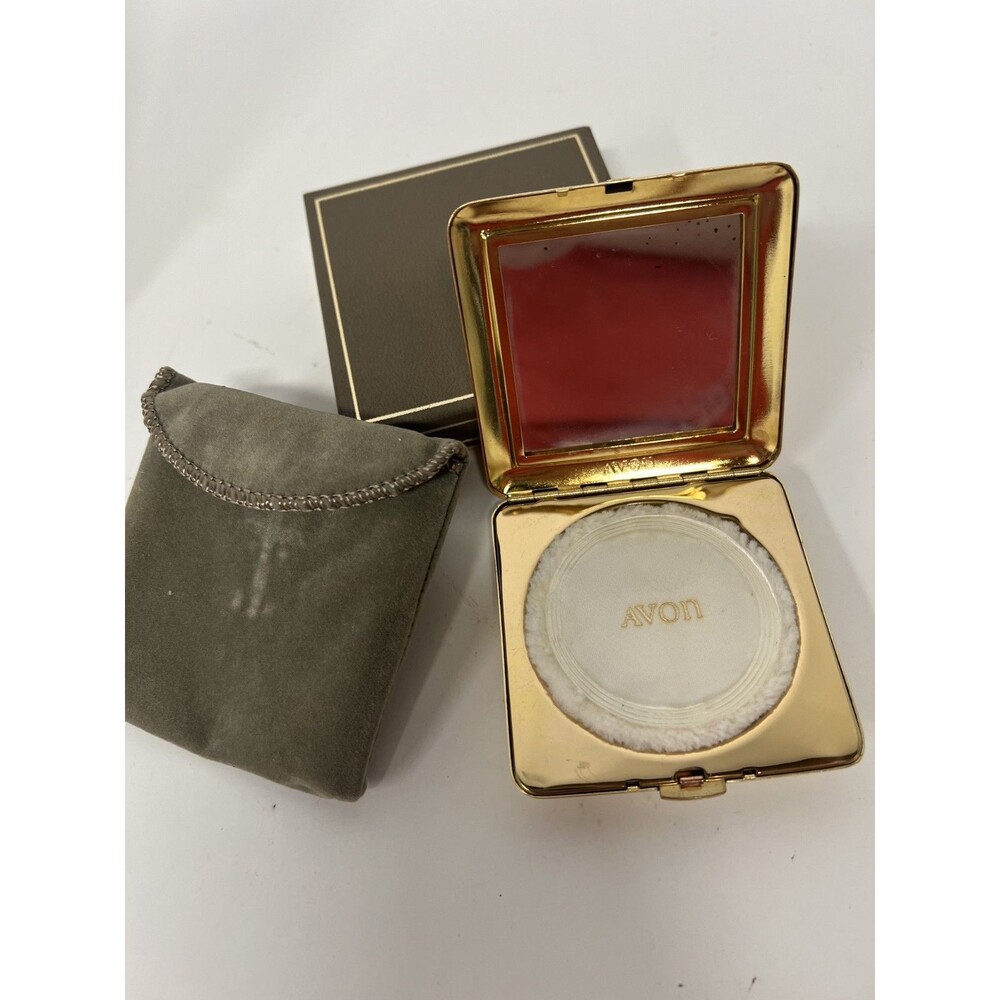 Vintage AVON Imperial Compact Makeup Mirror Puff Screen In Box